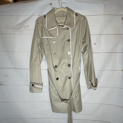 Michael Kors Womens Double Breasted Belted Trench Coat Tan  Normcore