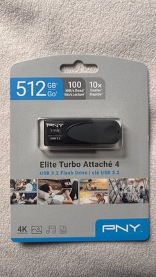 PNY Elite Turbo Attache 4 512GB USB 3.0 Flash Drive New Sealed