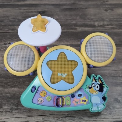 Vtech Bluey Musical Instrument Toy Drum Set Lights Sounds Works *Missing Sticks