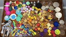 Huge Lot of Play Pretend Food All Kinds of Pieces Pots  Pans Plates Cups EUC 