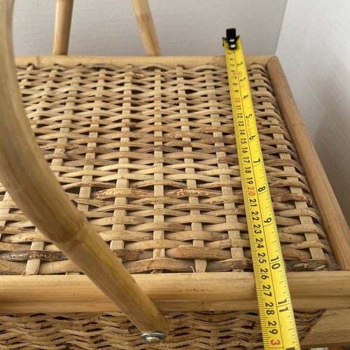Vintage Picnic Hamper Basket (Empty) Wicker Basket Double Wooden Handles - Picture 11 of 11