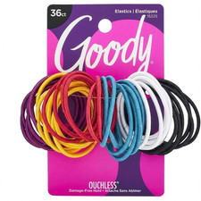 Ouchless Hair Elastics 36-Count Brooke Assorted  No-Damage Ponytail Holders wit