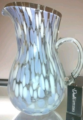 2.5 Quart Glass Water Pitcher Lavender Drip Glass Iced Tea Pitcher 11  Tall