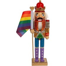 Kurt Adler Wooden Nutcrackers, Gay Pride with Colorful Pride Flag, 12"