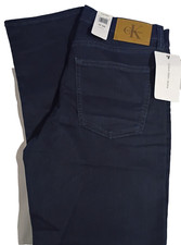Calvin Klein Mens Jeans 32x32 Dark Wash Straight Fit Vintage CK Navy Stretch New