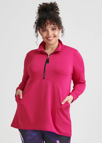 TS Taking shape NEW Spacedye zip active top in raspberry hot pink-L-RRP ...