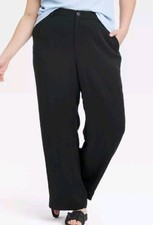 Women's High-Rise Straight Trousers - A New Day Black size 8
