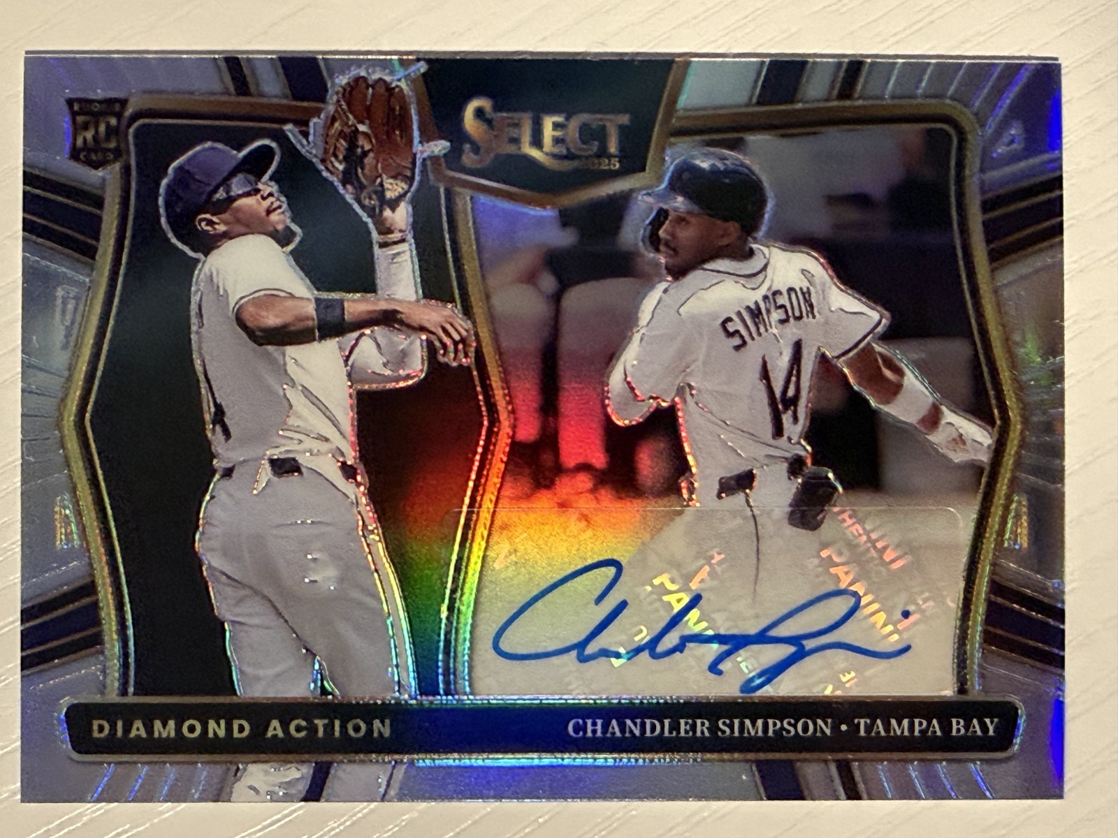 Chandler Simpson 2025 Panini Select Diamond Action Auto Silver Prizm Rays