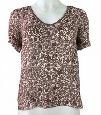 Velvet by Graham & Spencer Top Blouse Tracia Scoop Neck Printed Floral Womens M