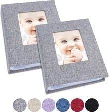 Vienrose 4x6 Small Photo Album 2 Pack Linen Cover 26 Pages Holds 52 Photos Grey