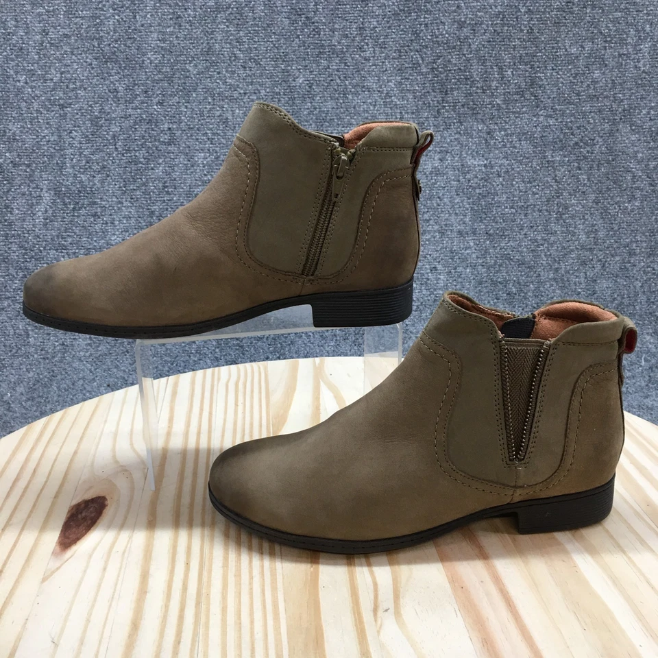 Cobb Hill Boots Womens 8.5 Ankle Bootie Green Side Zip Almond Toe Casual Block - Image 4 of 4