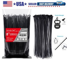 Zip Ties 8 inch 100 Pack, 40lbs Tensile Strength, Black Cable Ties, Wire Ties...