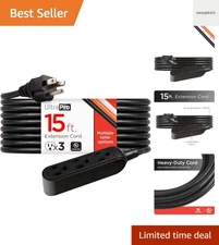 15 Ft Indoor Extension Cord 3 Outlet Power Strip Long Extension Cord with Mul...