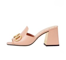 GUCCI Horsebit Mule Shoes Pink Leather Sandals Size IT 41.5 US 11.5 Rose New