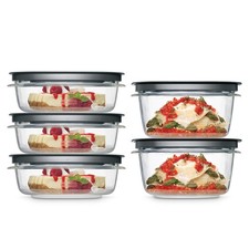Rubbermaid Premier Food Storage Container, 10 Piece Set, Grey, BPA-Free, Micr...