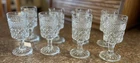 Set of 8 Vintage Anchor Hocking Wine/Juice Glasses (Wexford Cut Glass).