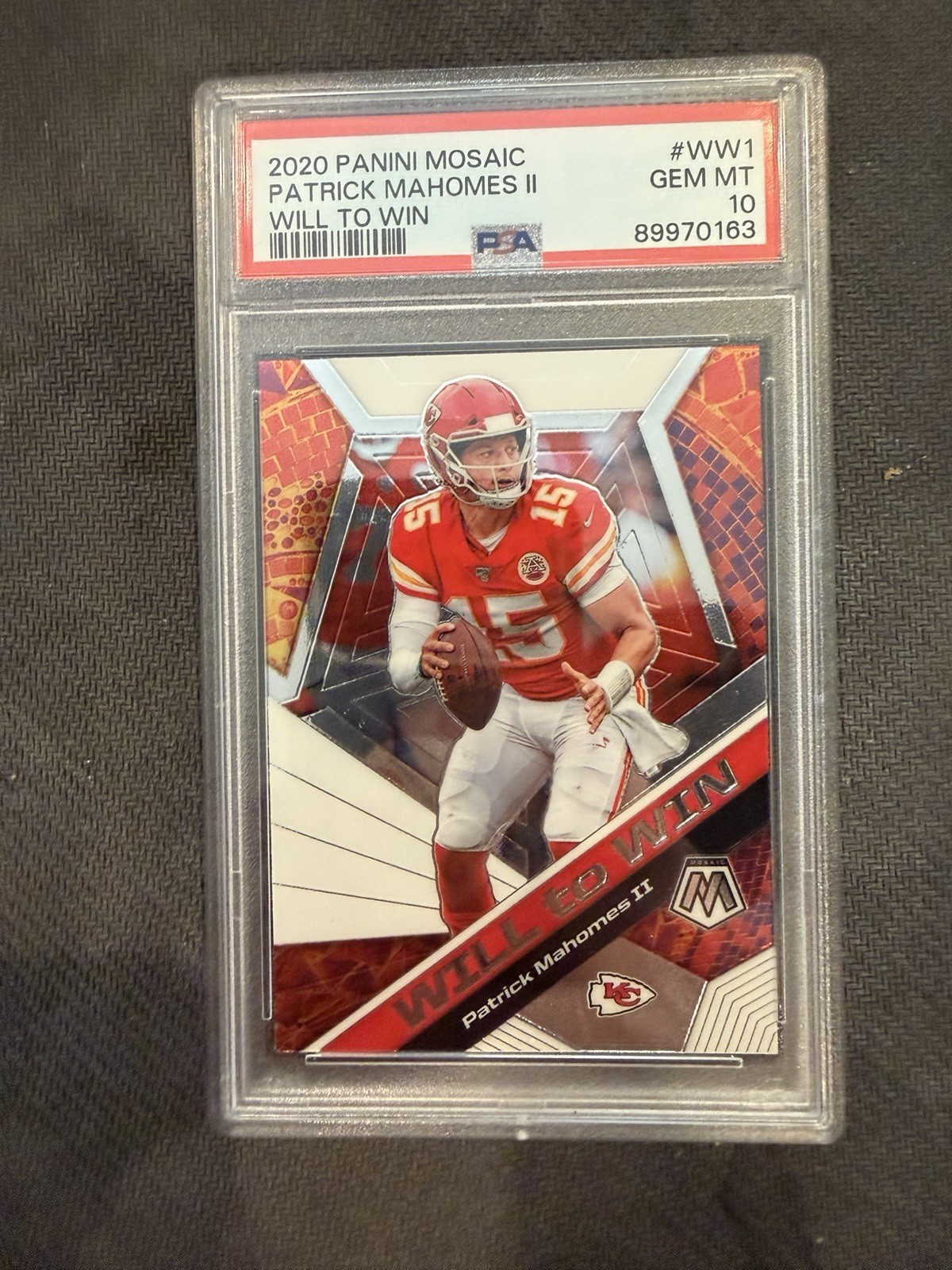 Panini Mosaic 2020 Patrick Mahomes II Chiefs Will to Win #WW1 PSA 10
