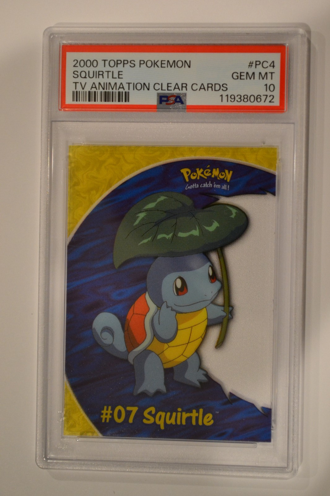 PSA 10 – 2000 Topps Pokémon TV Animation Clear Card Squirtle #PC4 – Low Pop