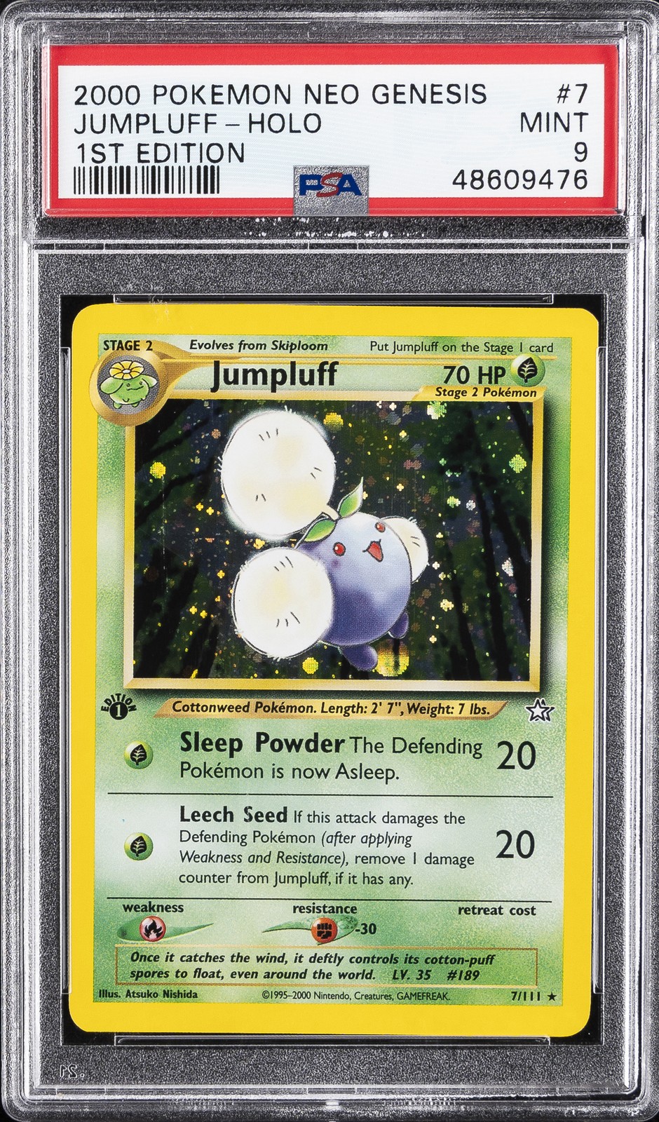 2000 POKEMON NEO GENESIS 1ST ED #7 JUMPLUFF-HOLO PSA 9