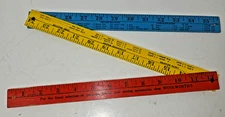 Vintage Woolworth Tri Color Folding Ruler Yard Stick Cheats on Each Pc Made USA