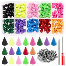 Cone Leather Spikes Kit Installation Tools Metal Screw Back 7x10mm 10 Colors