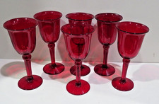 Blenko West Virginia Art Glass SET 6 EARLY RUBY Goblets Bill Blenko 1930s 40s