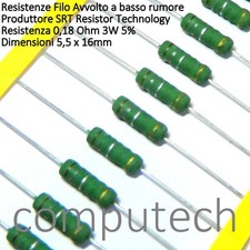 5 pezzi 0,18 Ohm 3W 5% Resistenza basso rumore a filo avvolto 180 Milliohm 3W