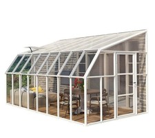 Gewächshaus Treibhaus Anlehngewächshaus Kunststoff Rion weiß 508x258x266cm