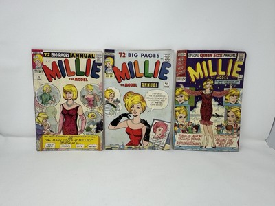 3 Millie The Model Annual COMIC BOOKS 1960s VTG Stan Lee & Goldberg Lot Silver
