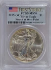 2015-(W) $1 American Silver Eagle PCGS MS70 First Strike Struck At West Point