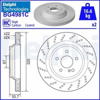 2X Bremsscheibe Delphi BG4981C 2 Bremsscheiben Hinterachse Hinten