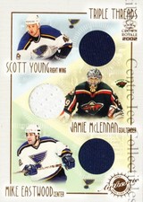 2001-02 Crown Royale Threads #18 Scott Young, Jamie McLennan, Mike Eastwood
