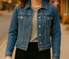Old Navy Denim Jacket Medium Wash Classic Trucker Jean Jacket XS