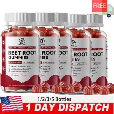 1-5X Beet Root 60 Gummies Capsules for Circulation & Natural Energy Boost