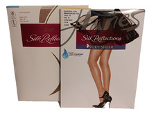 2 NEW Hanes Silk Reflections Sheer Beige Navy Pantyhose Size EF control