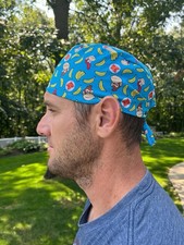 Donkey Kong Blue Banana skull scrub surgical OR hat surgery cap mens
