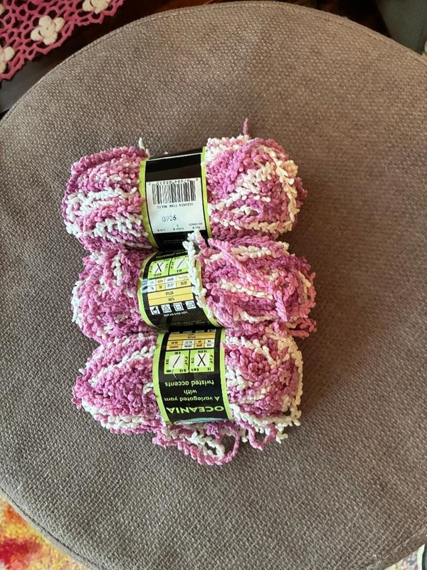 3 Skeins of Sensations Oceania Variegated Yarn w/Twisted Accents ~ NEW Pink & Wh