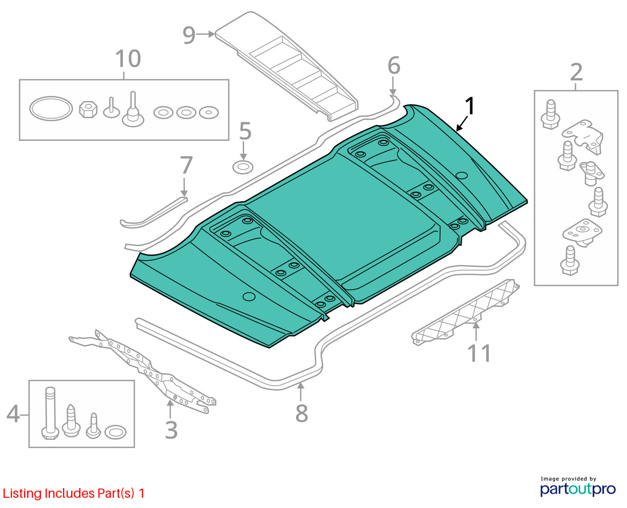 Audi R8 Spyder 2011-2015 Rear Trunk lid panel