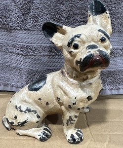 All Original 1920s Antique Cast Iron Boston Terrier Door Stop Heavy