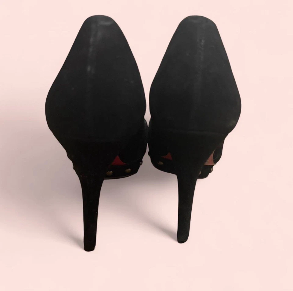 Paris Hilton Destiny Stiletto Pumps Heels, Size 5 1/2, Black With Pink Bottom - Image 3 of 4