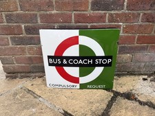 Original London Transport Enamel Sign - Bus & Coach Stop