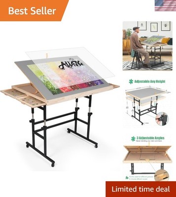 Portable Wooden Puzzle Table with 4 Drawers & Dust Cover - Perfect for Adults