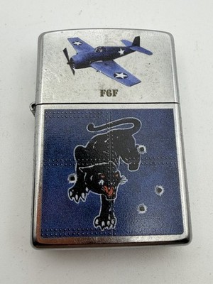 2022 Black Panther F6F Military Aircraft Chrome Zippo Lighter New
