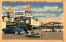 Old Orchard Beach,ME Amusements Entrance the Pier Tichnor 1953 Brattleboro,VT