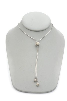 Vintage Sterling Silver 925 Crystal Lariat Necklace Signed E. Pearl 18''