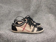 Burberry Design Nova check Canvas Leather Cap Toe Low Top Sneakers