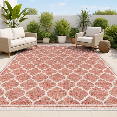 Jonathan Y Moroccan Trellis Area Rug 8x10 Red Beige SMB109C-8