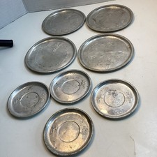 8 Pc Vintage Little Bo Peep Toy Plate  Saucers Child's Toy Aluminum