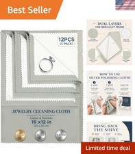 3 Pack Large Silver Polishing Cloth 10"x12" Jewelry Cleaning Cloth Multi-...