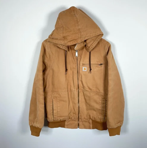 Carhartt Sherpa Lined Jacket Women's Large Brown Duck Canvas Hood 100218-211